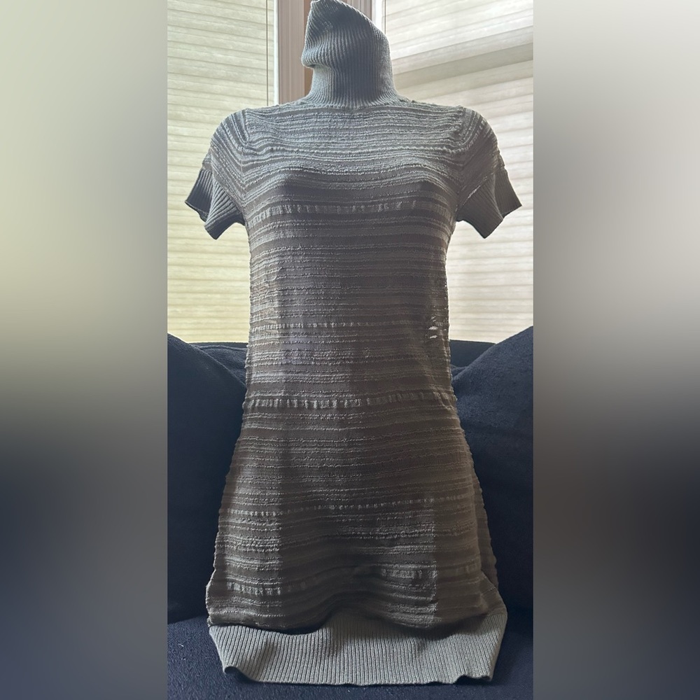 Arden B green ribbed semi-sheer mini dress